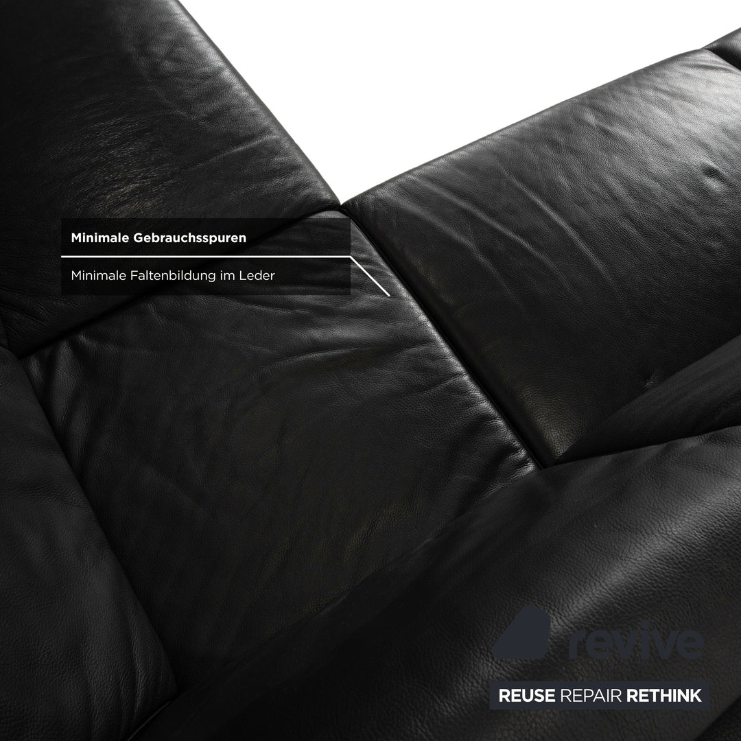 Ewald Schillig Leder Ecksofa Schwarz Sofa Couch Kopfstützen manuelle Funktion