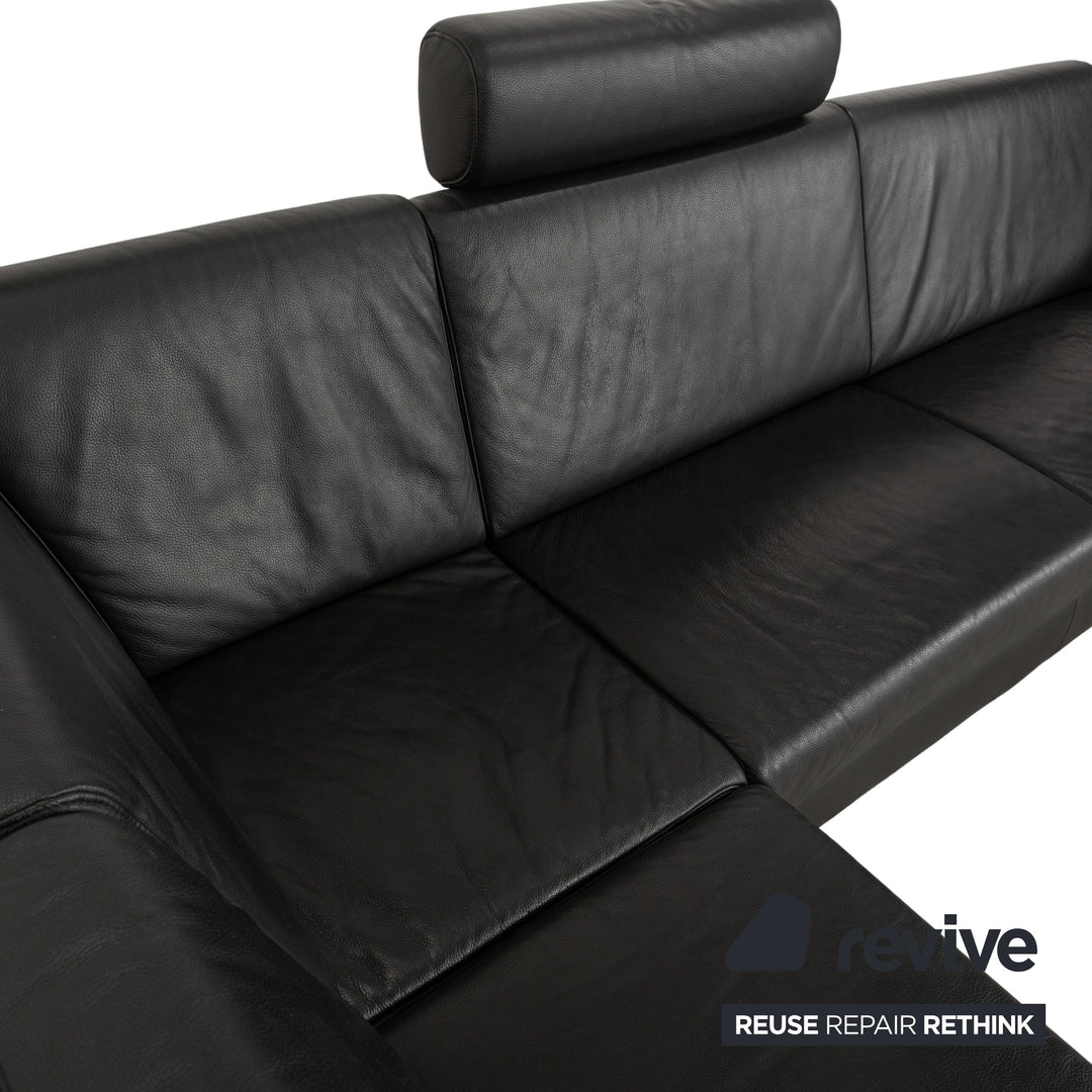 Ewald Schillig Leder Ecksofa Schwarz Sofa Couch Kopfstützen manuelle Funktion