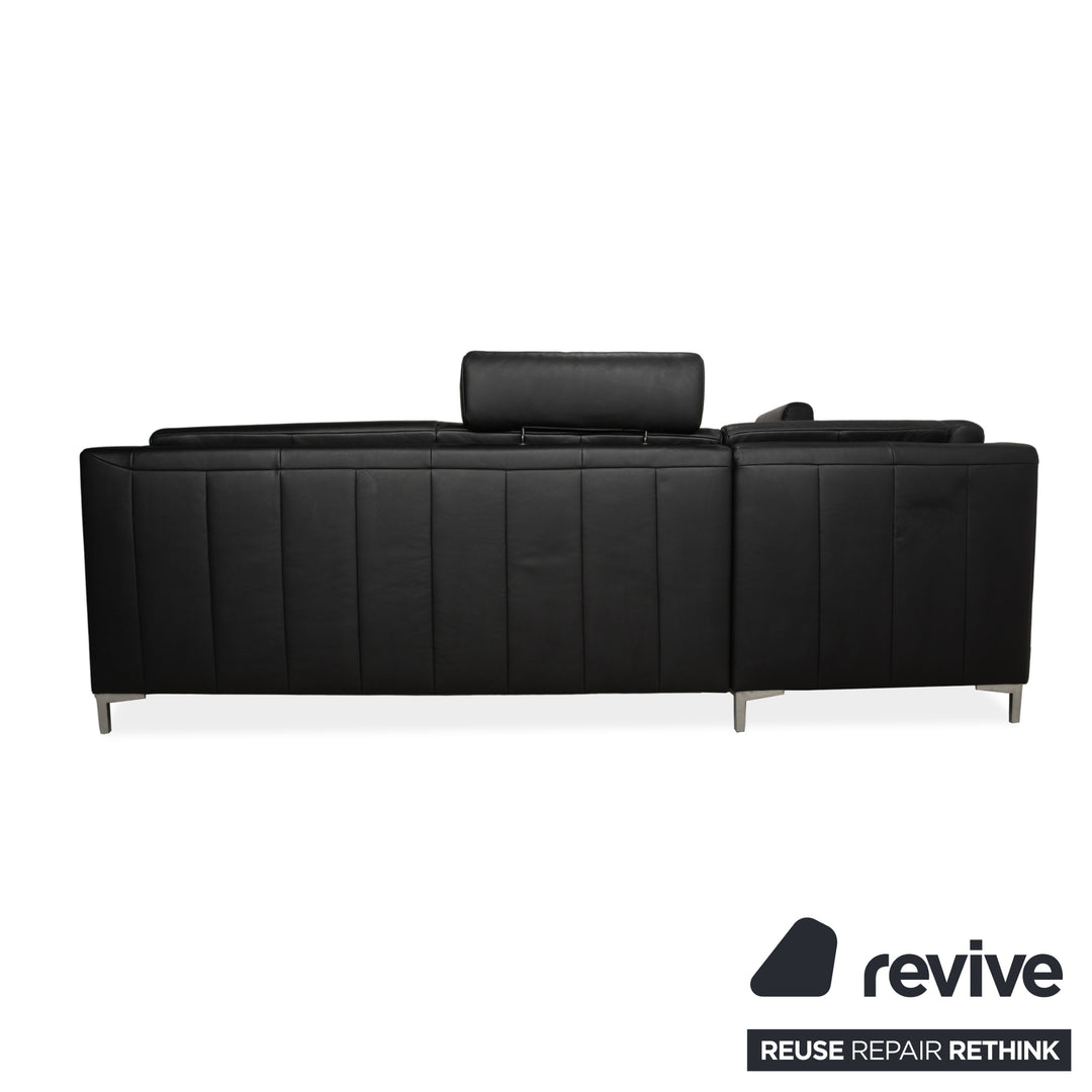 Ewald Schillig Leder Ecksofa Schwarz Sofa Couch Kopfstützen manuelle Funktion