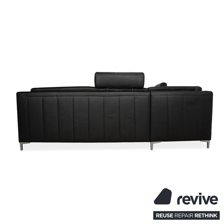 Ewald Schillig Leder Ecksofa Schwarz Sofa Couch Kopfstützen manuelle Funktion