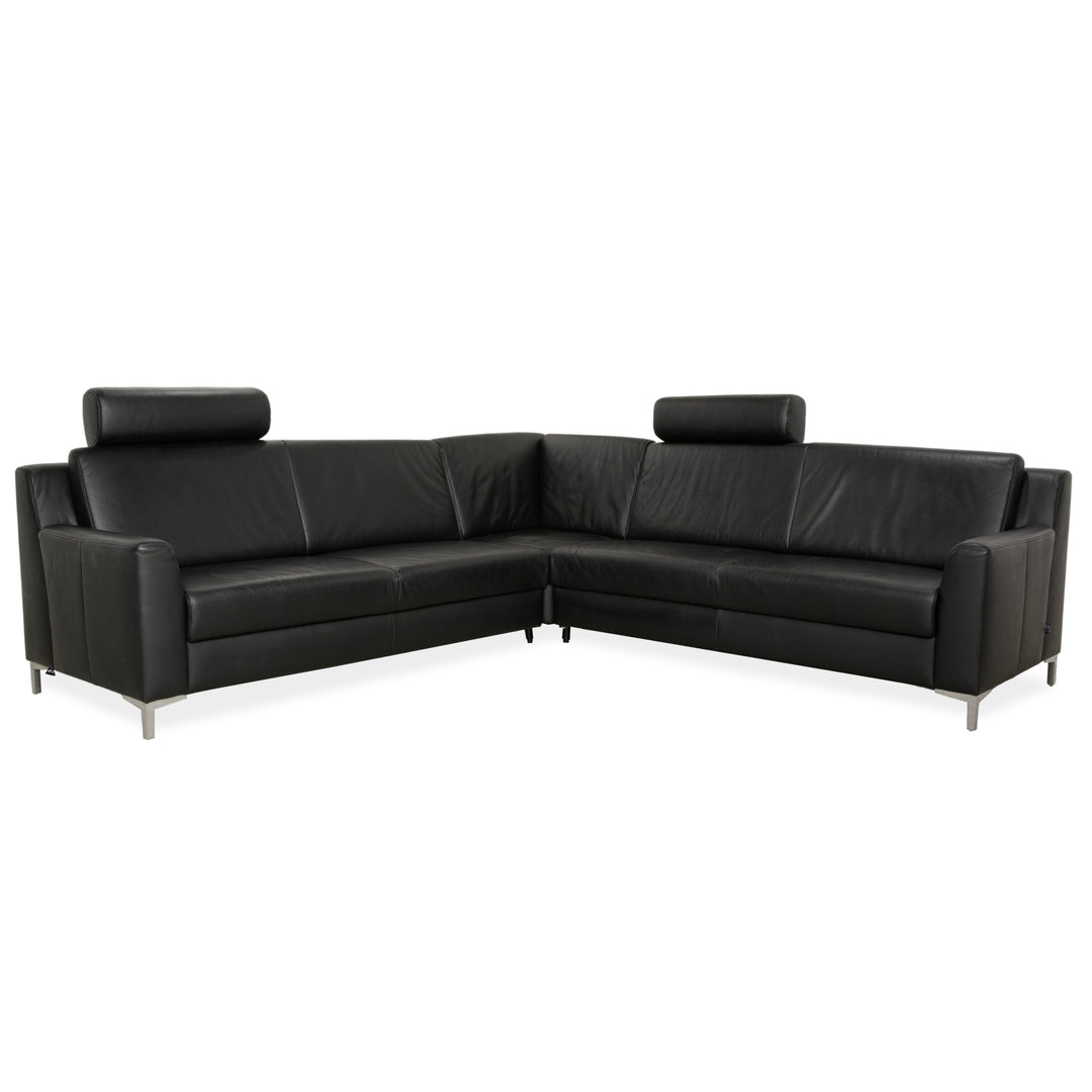 Ewald Schillig Leder Ecksofa Schwarz Sofa Couch Kopfstützen manuelle Funktion