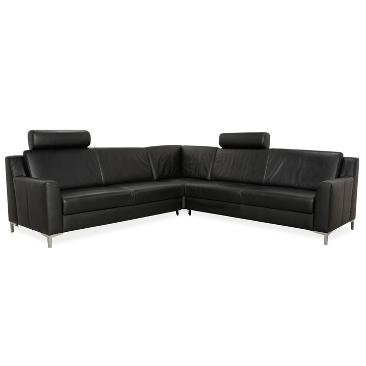 Ewald Schillig Leder Ecksofa Schwarz Sofa Couch Kopfstützen manuelle Funktion