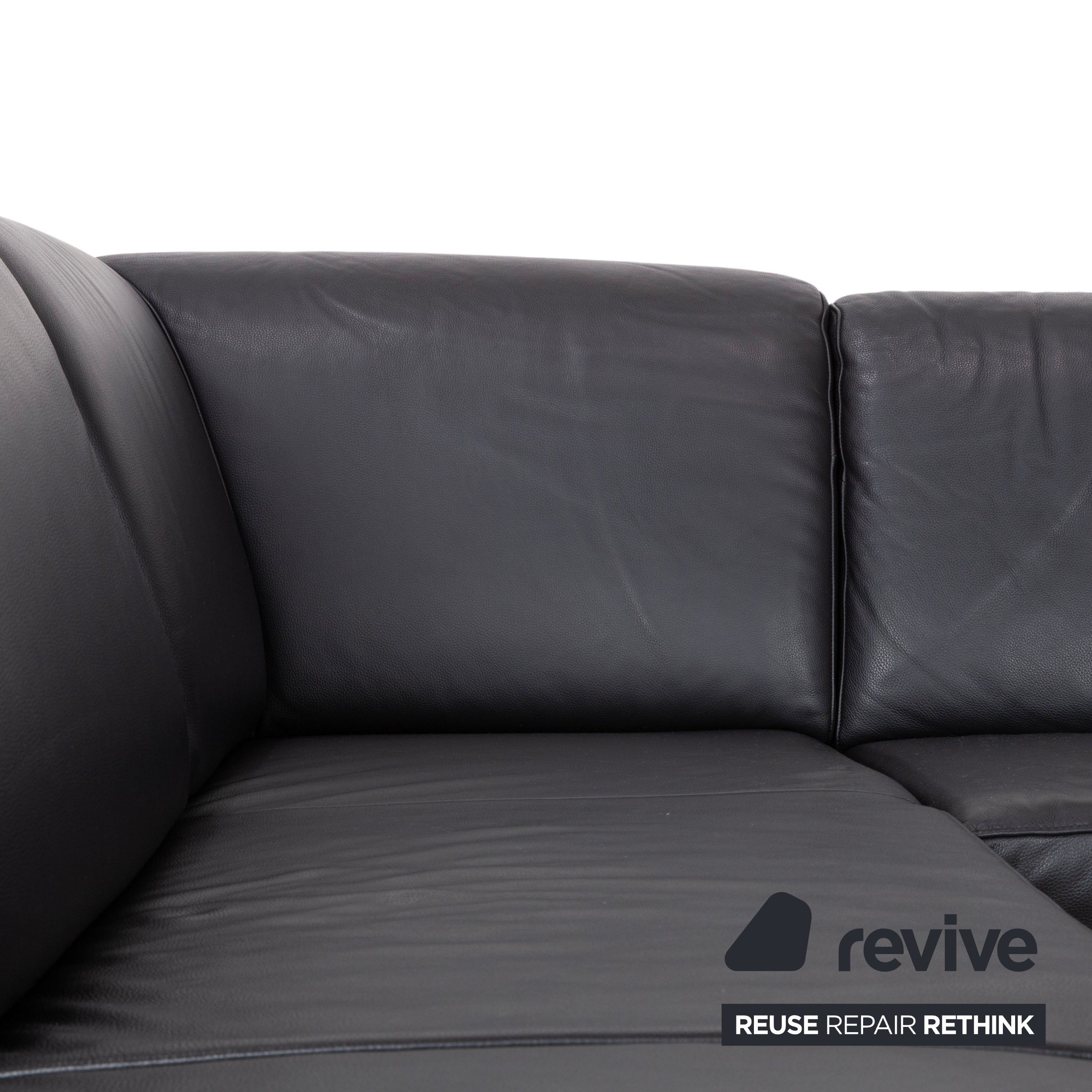 Ewald Schillig Leder Ecksofa Schwarz Sofa Couch manuelle Funktion