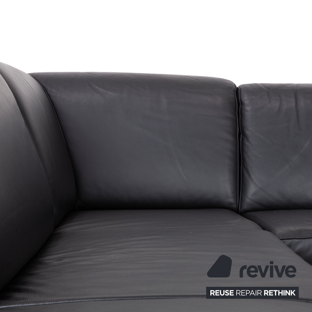 Ewald Schillig Leder Ecksofa Schwarz Sofa Couch manuelle Funktion