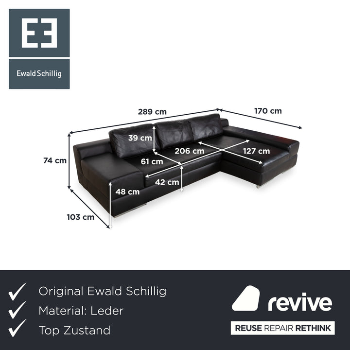 Ewald Schillig Leder Ecksofa Schwarz Sofa Couch