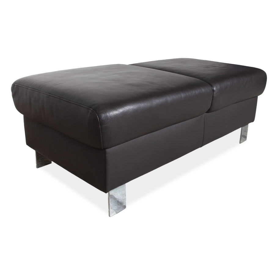 Tabouret en cuir Ewald Schillig marron chromé