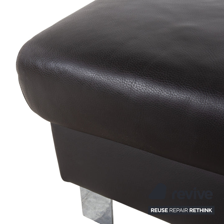 Ewald Schillig Leather Stool Brown Chrome
