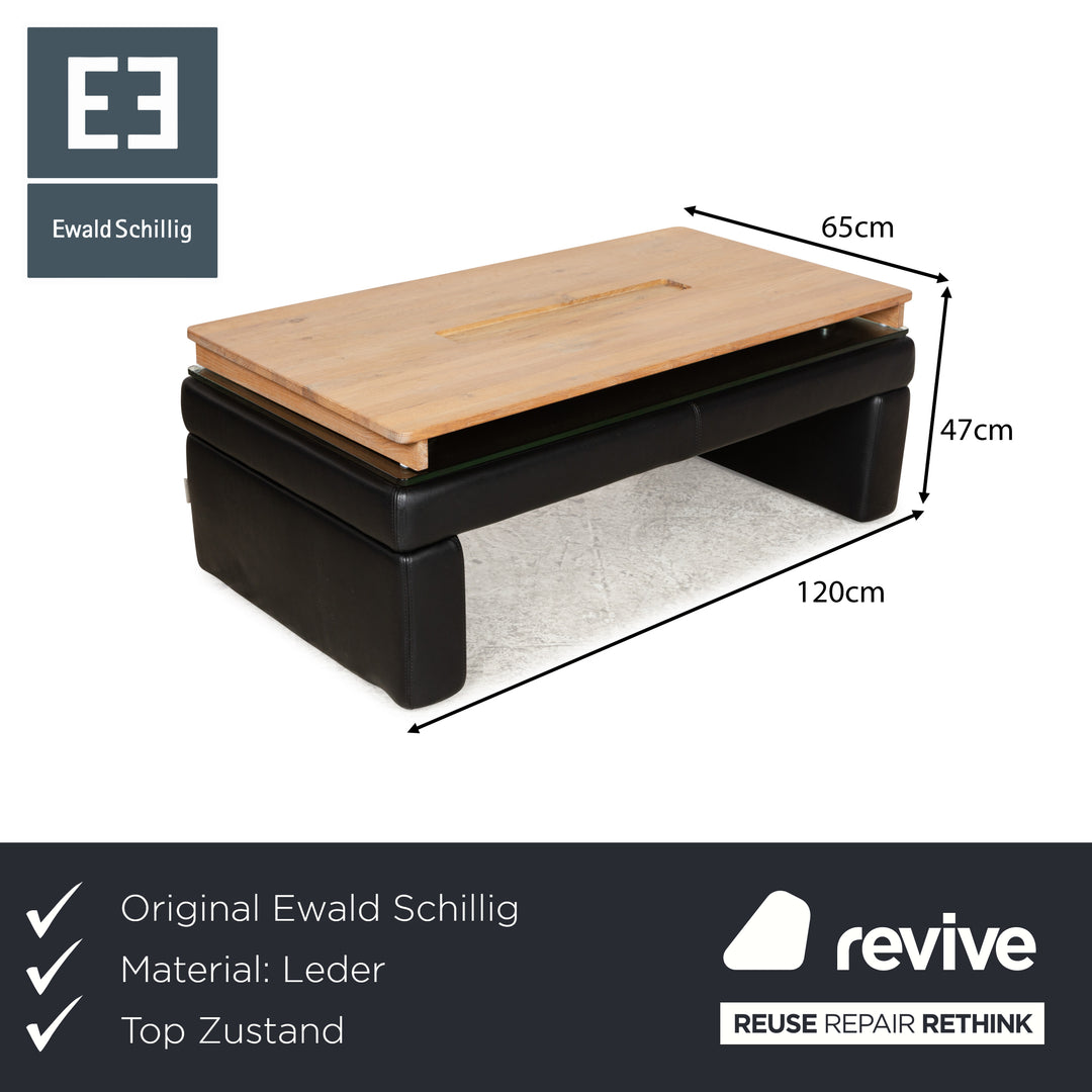 Ewald Schillig Leder Hocker Schwarz