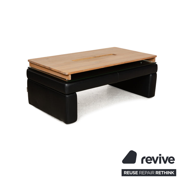 Ewald Schillig Leder Hocker Schwarz