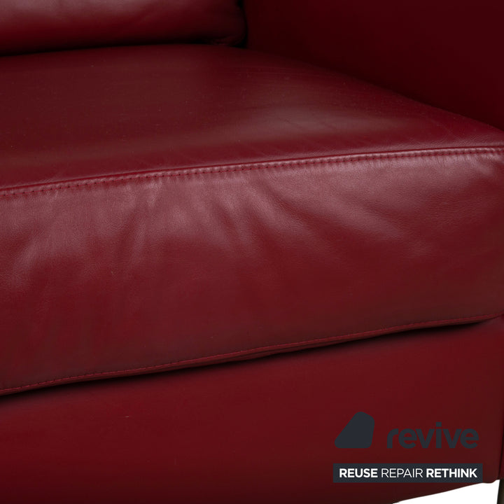 Ewald Schillig Leder Sessel Rot Bordeaux
