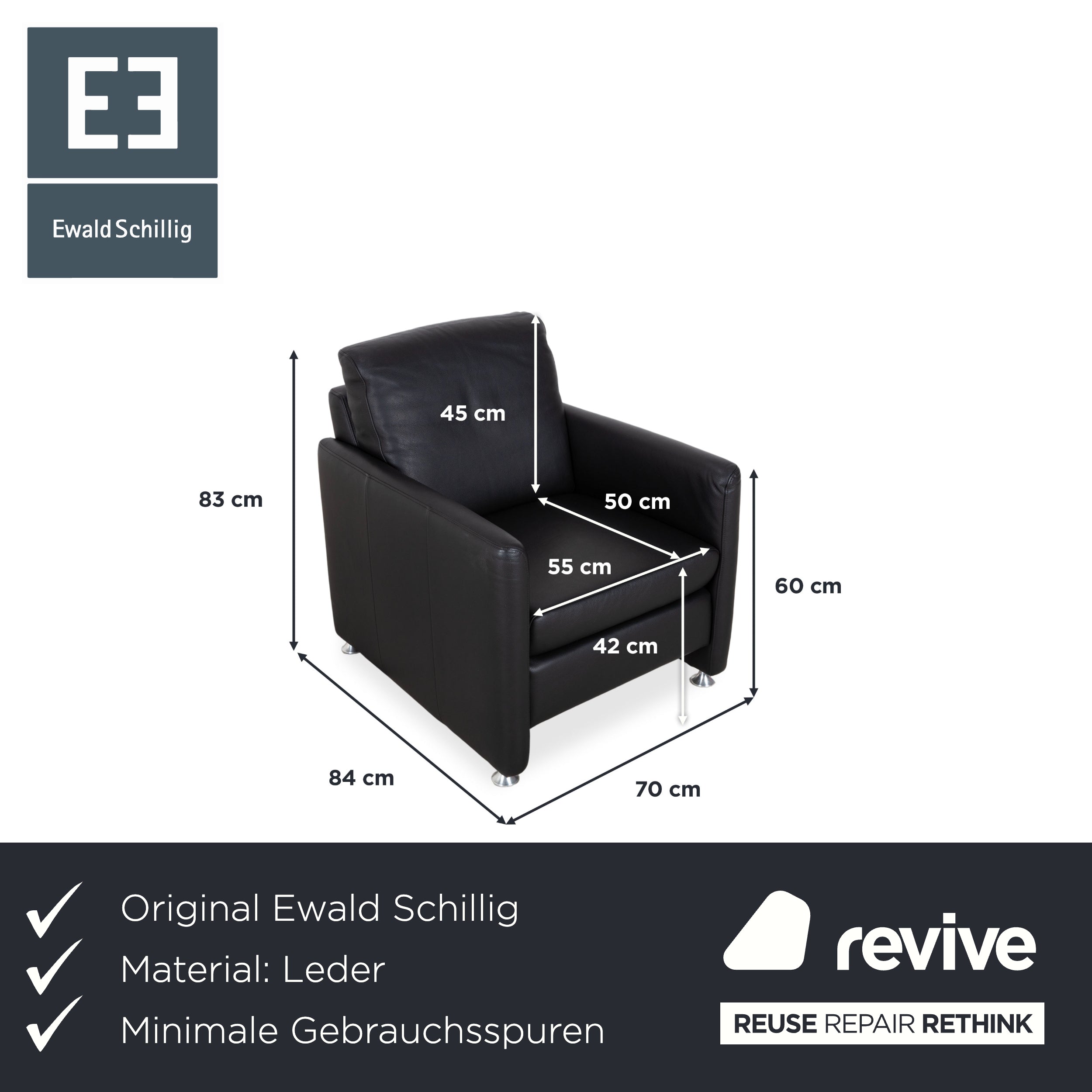 Ewald Schillig Leather Armchair Black