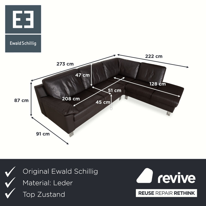 Ewald Schillig Leder Sofa Dunkelbraun Sofa Couch
