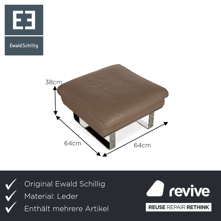 Ewald Schillig Leather Sofa Set Brown Recamiere Left Corner Sofa Stool Couch