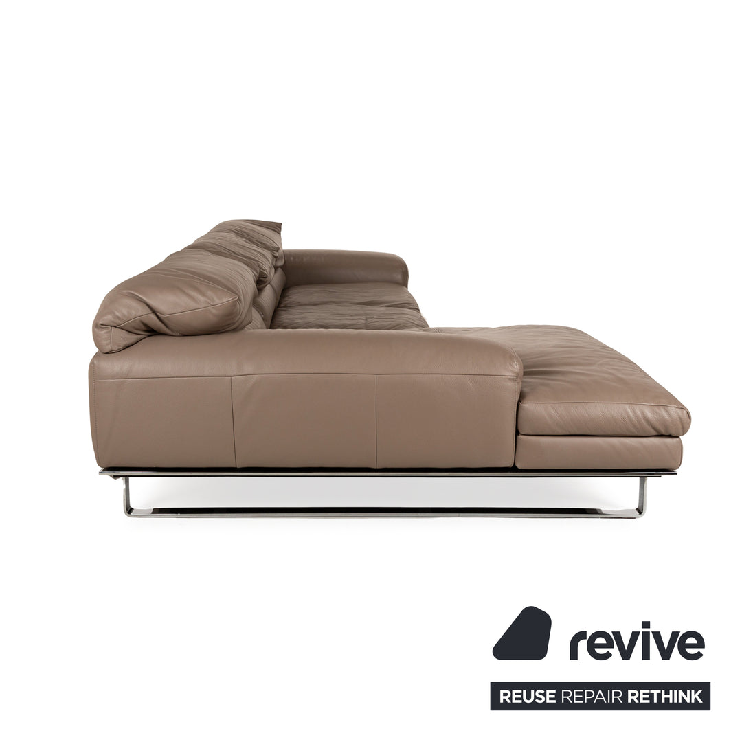 Ewald Schillig Leather Sofa Set Brown Recamiere Left Corner Sofa Stool Couch