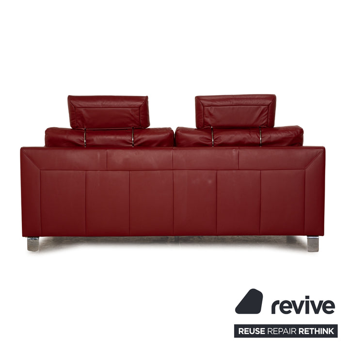 Ewald Schillig Leder Sofa Garnitur Rot Zweisitzer Sessel inkl. Kopfstütze