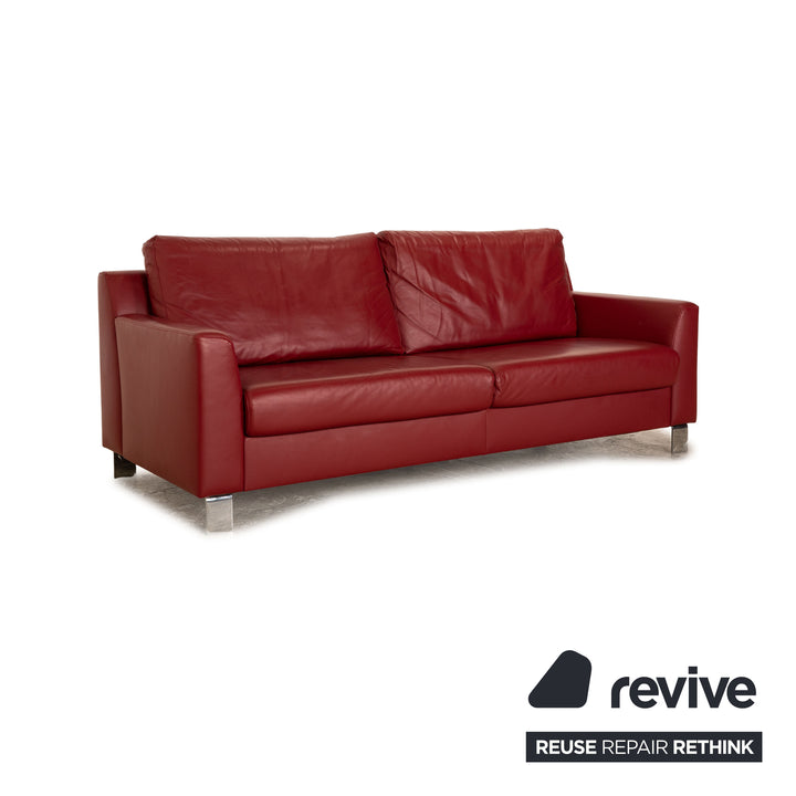 Ewald Schillig Leder Sofa Garnitur Rot Zweisitzer Sessel inkl. Kopfstütze