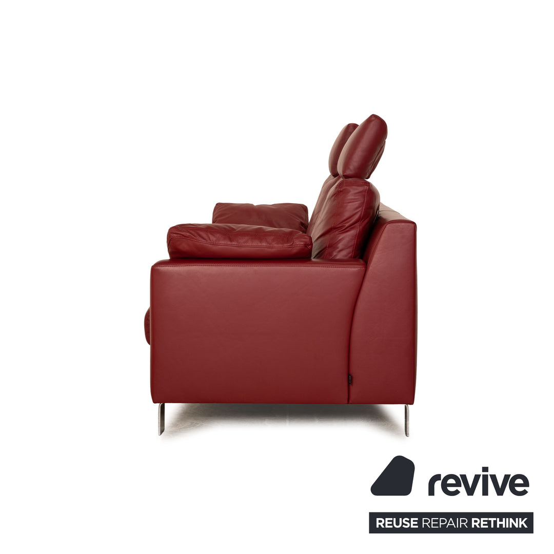 Ewald Schillig Leder Sofa Garnitur Rot Zweisitzer Sessel inkl. Kopfstütze
