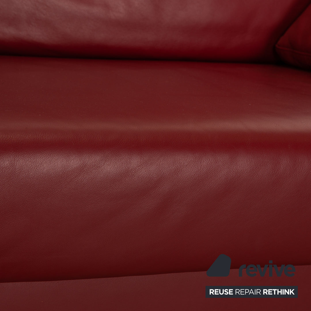 Ewald Schillig Leder Sofa Garnitur Rot Zweisitzer Sessel inkl. Kopfstütze