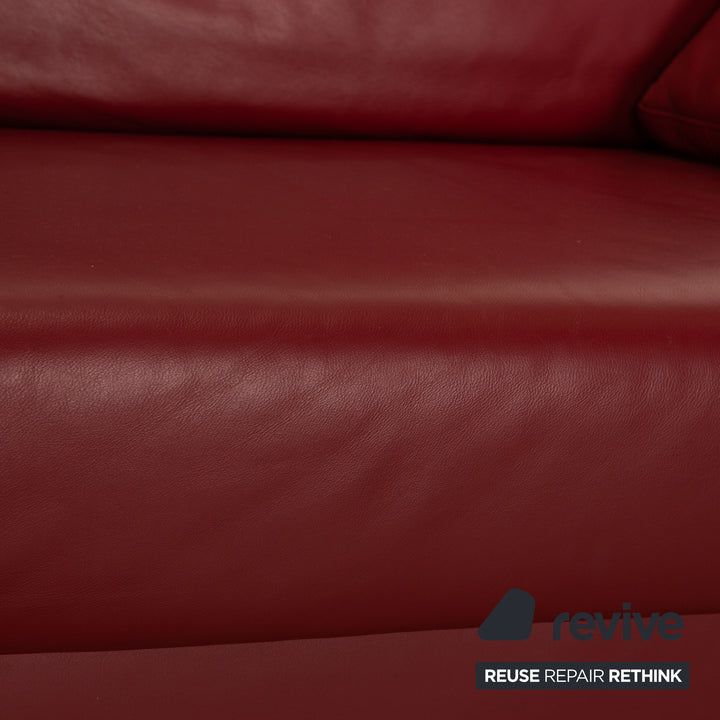 Ewald Schillig Leder Sofa Garnitur Rot Zweisitzer Sessel inkl. Kopfstütze