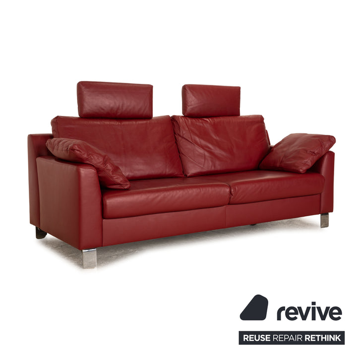 Ewald Schillig Leder Sofa Garnitur Rot Zweisitzer Sessel inkl. Kopfstütze