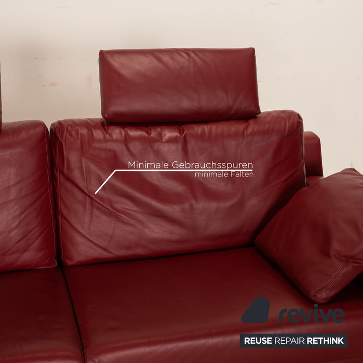 Ewald Schillig Leder Sofa Garnitur Rot Zweisitzer Sessel inkl. Kopfstütze