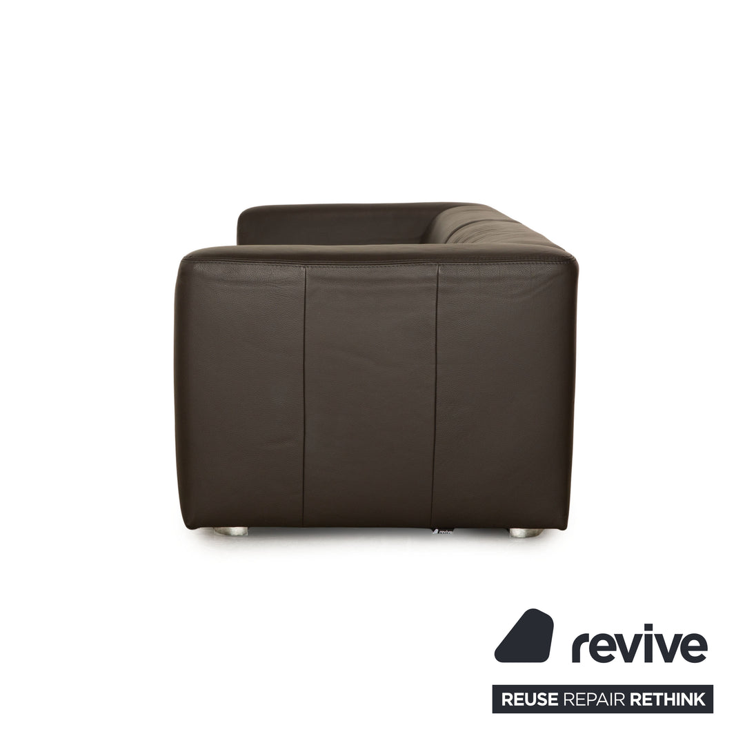 Ewald Schillig leather sofa set slate anthracite three-seater two-seater sofa couch