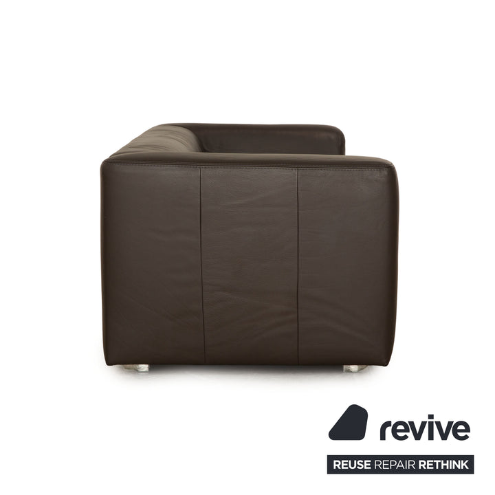 Ewald Schillig leather sofa set slate anthracite three-seater two-seater sofa couch