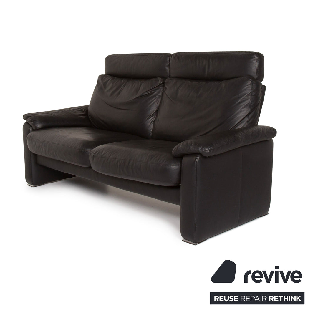Ewald Schillig Leder Sofa Schwarz Zweisitzer manuelle Funktion