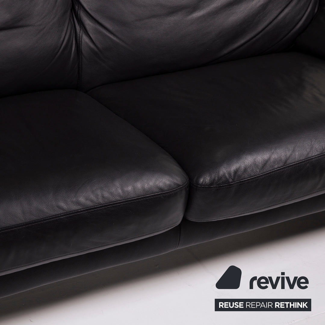 Ewald Schillig Leder Sofa Schwarz Zweisitzer manuelle Funktion