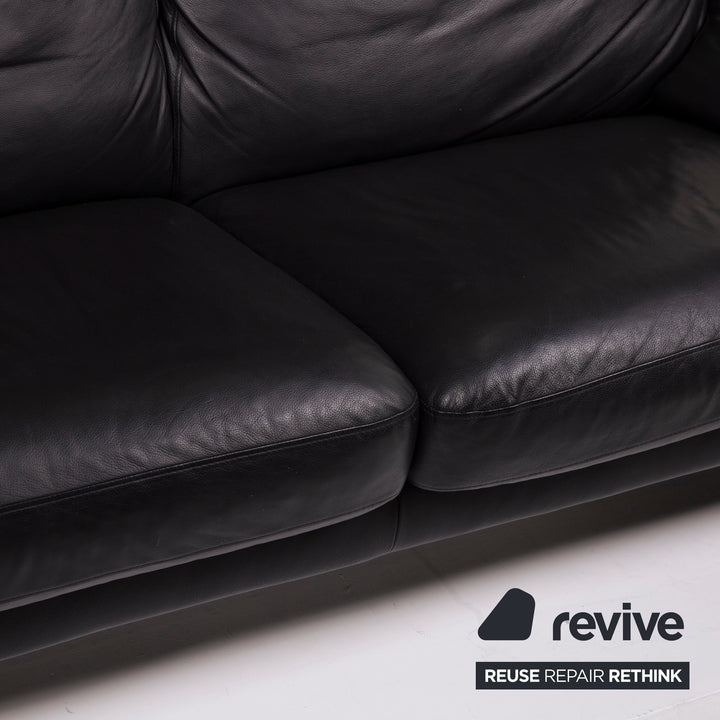 Ewald Schillig Leder Sofa Schwarz Zweisitzer manuelle Funktion
