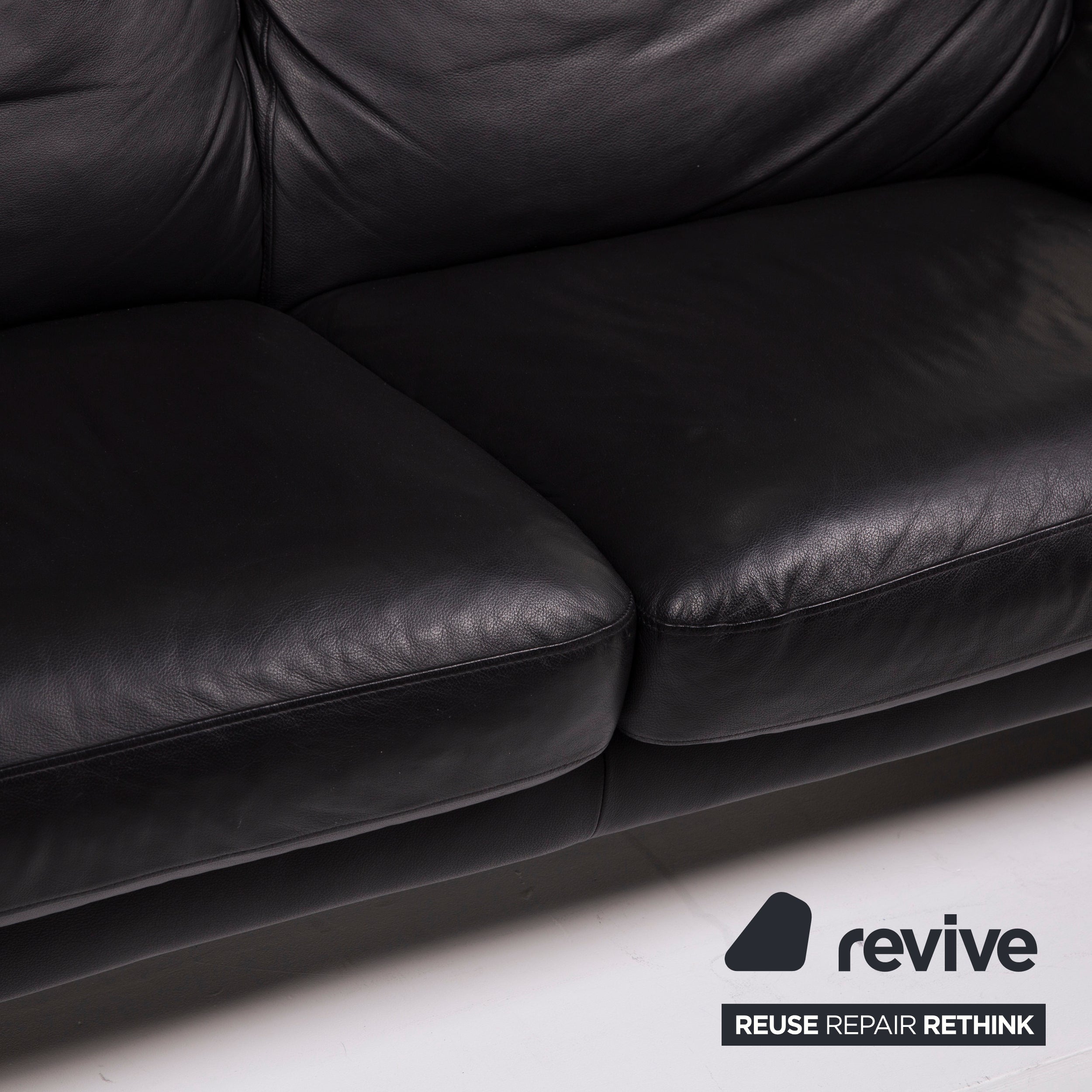 Ewald Schillig Leder Sofa Schwarz Zweisitzer manuelle Funktion
