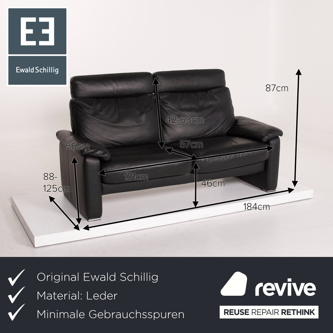 Ewald Schillig Leder Sofa Schwarz Zweisitzer manuelle Funktion