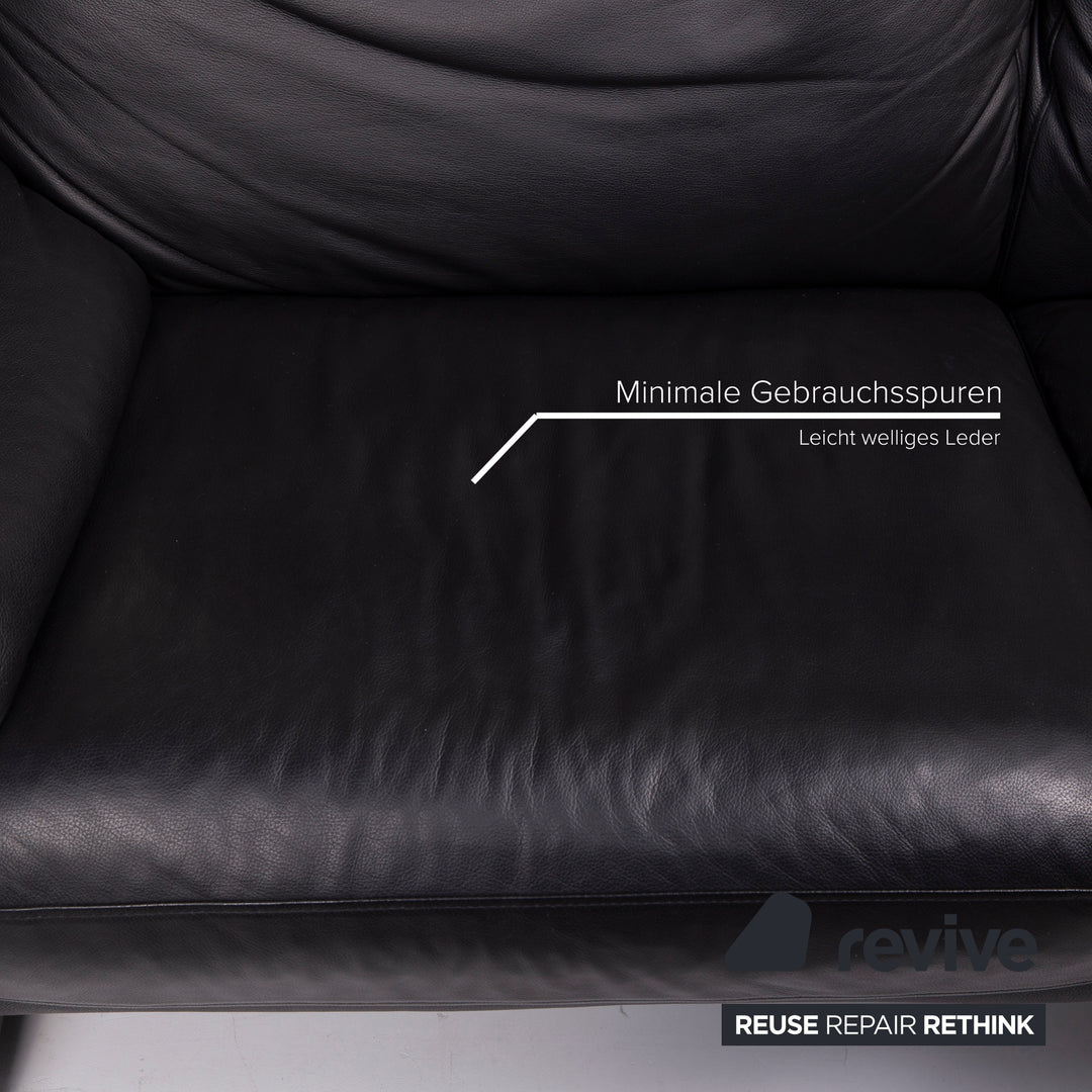 Ewald Schillig Leder Sofa Schwarz Zweisitzer manuelle Funktion
