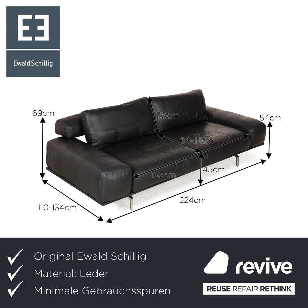 Ewald Schillig Leather Two Seater Grey Electric Function Sofa Couch