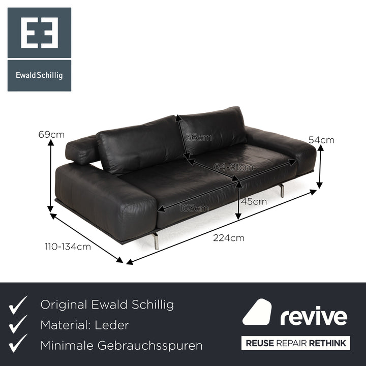 Ewald Schillig Leather Two Seater Grey Electric Function Sofa Couch