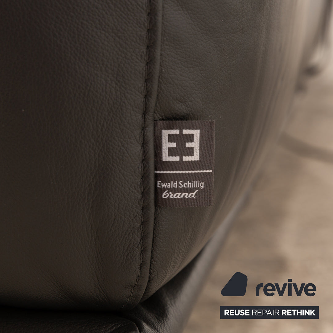 Ewald Schillig Leather Two Seater Grey Electric Function Sofa Couch