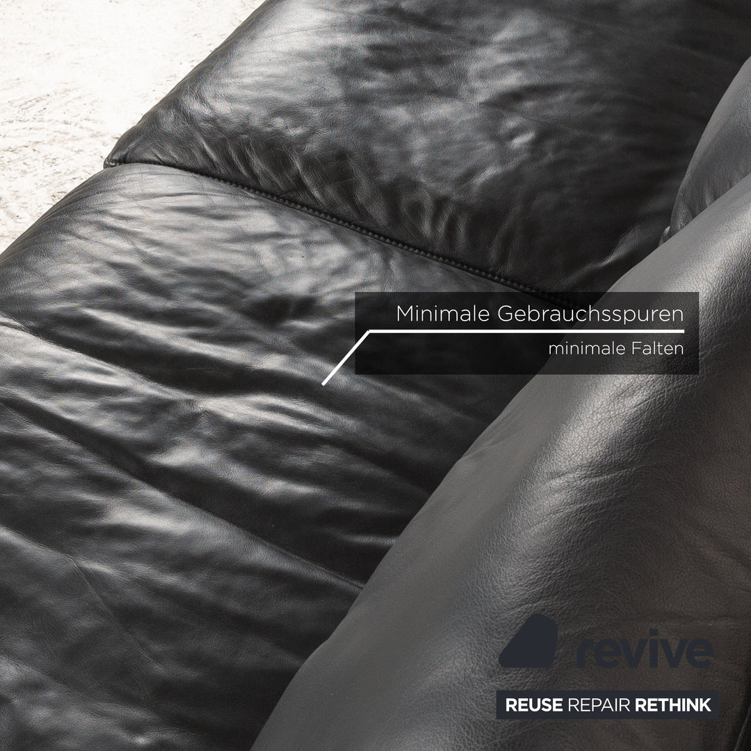 Ewald Schillig Leather Two Seater Grey Electric Function Sofa Couch