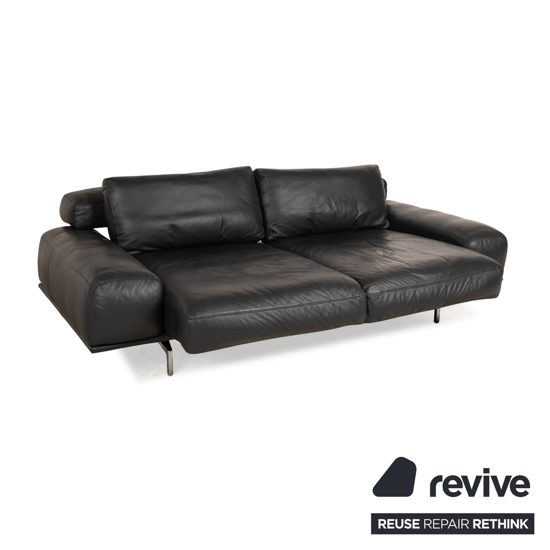 Ewald Schillig Leather Two Seater Grey Electric Function Sofa Couch