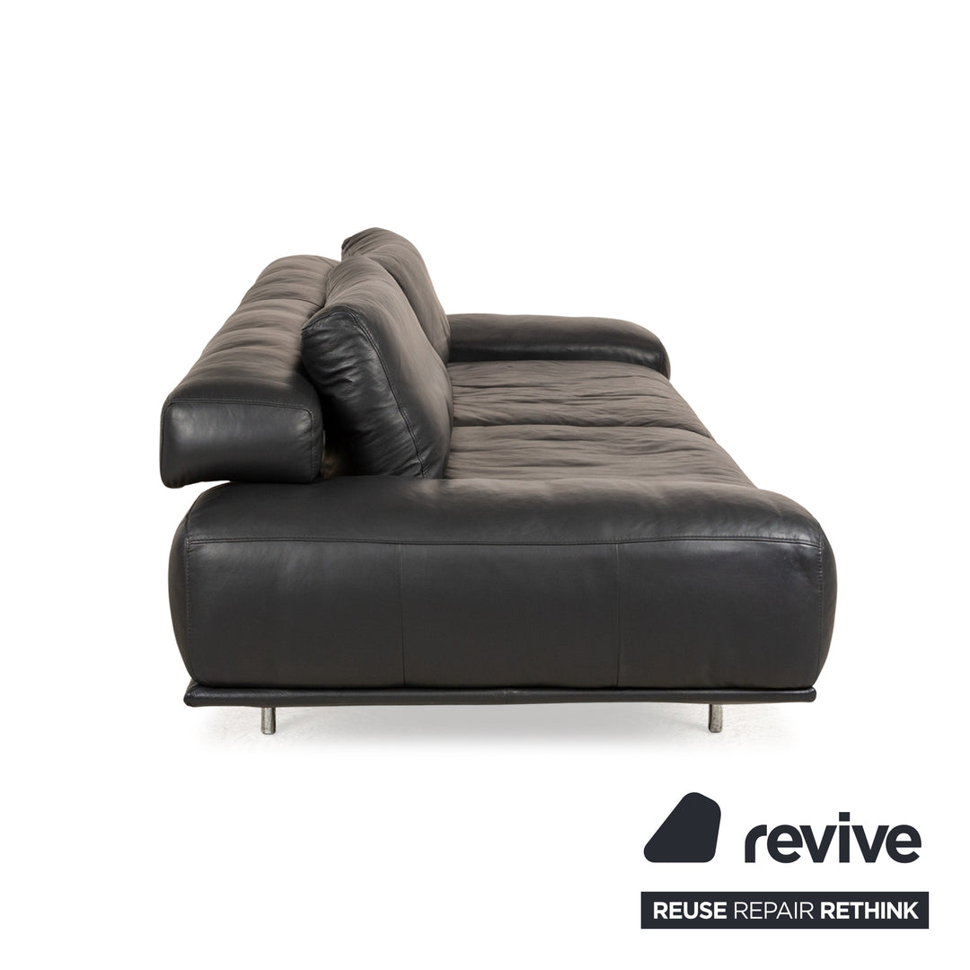 Ewald Schillig Leather Two Seater Grey Electric Function Sofa Couch