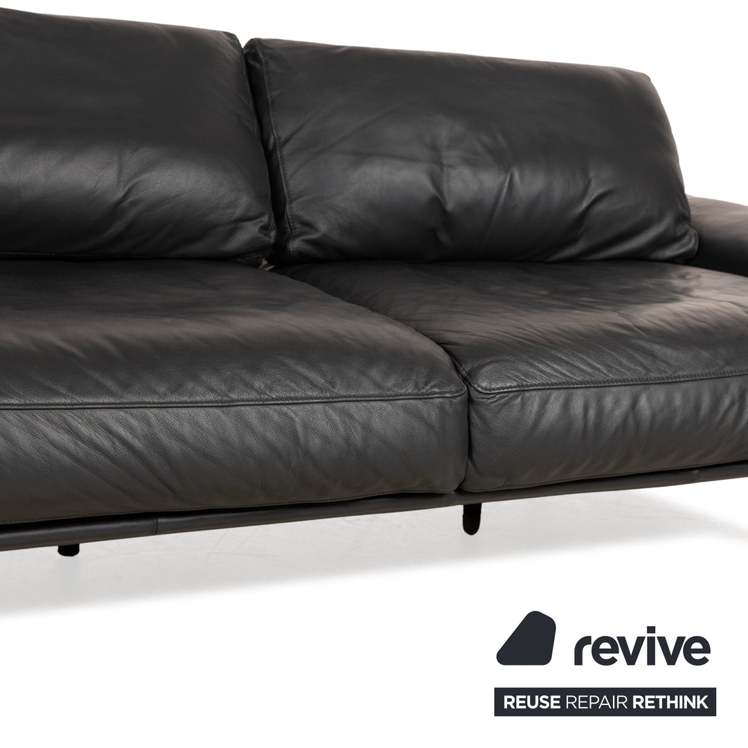 Ewald Schillig Leather Two Seater Grey Electric Function Sofa Couch