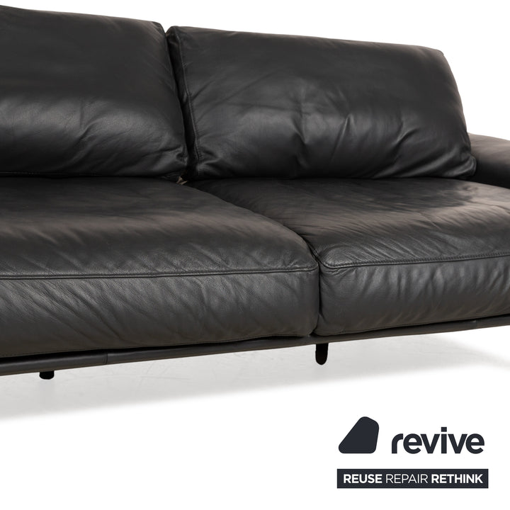 Ewald Schillig Leather Two Seater Grey Electric Function Sofa Couch