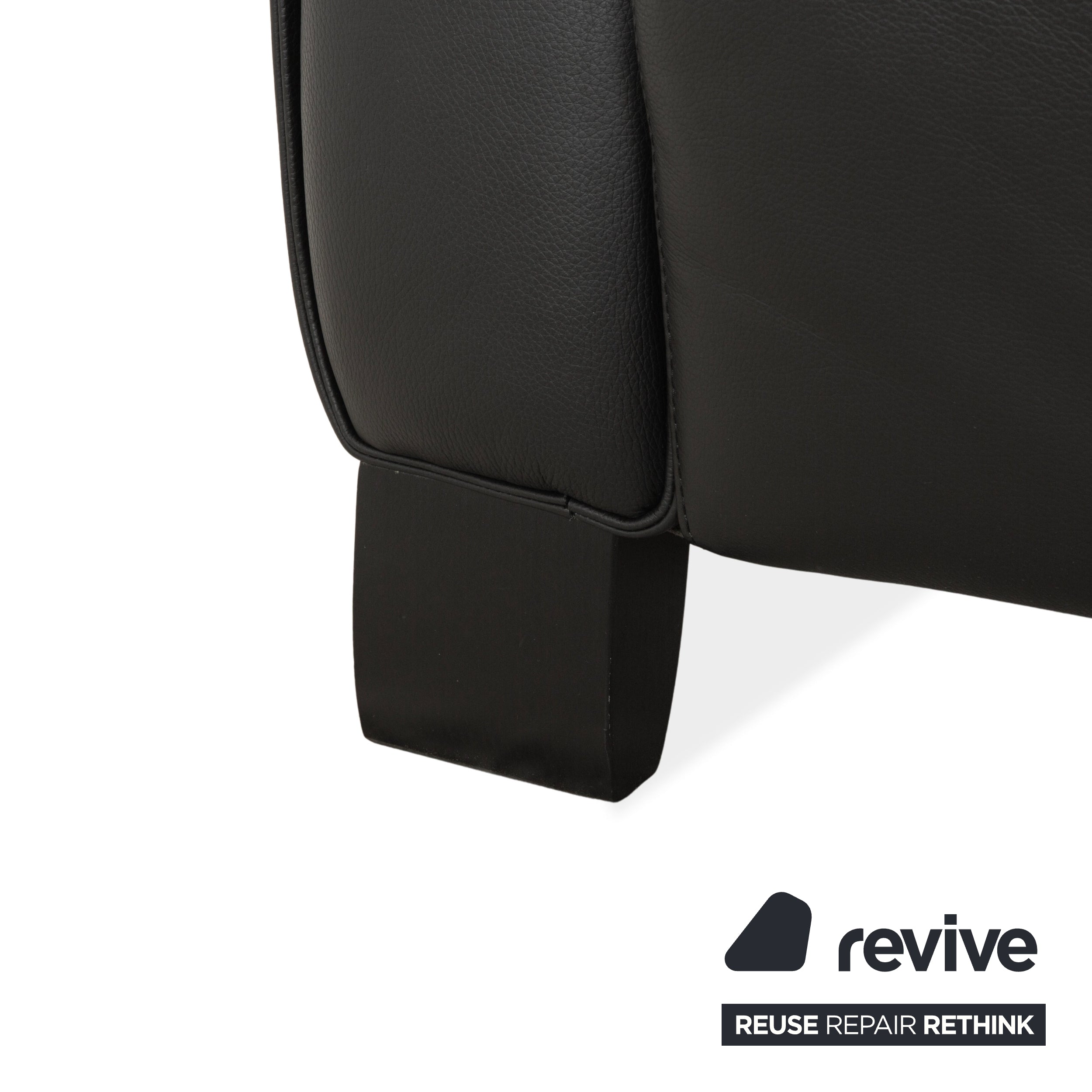 Ewald Schillig Leather Two-Seater Black Sofa Couch