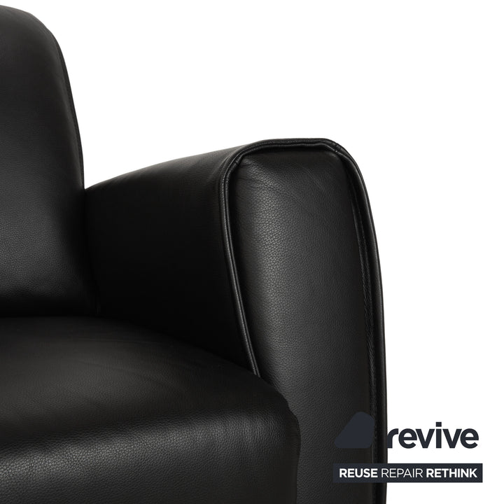 Ewald Schillig Leather Two-Seater Black Sofa Couch