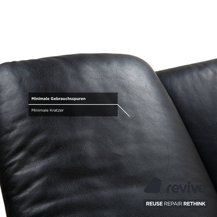 Ewald Schillig Leder Zweisitzer Schwarz Sofa Couch manuelle Funktion
