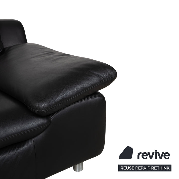 Ewald Schillig Leder Zweisitzer Schwarz Sofa Couch manuelle Funktion