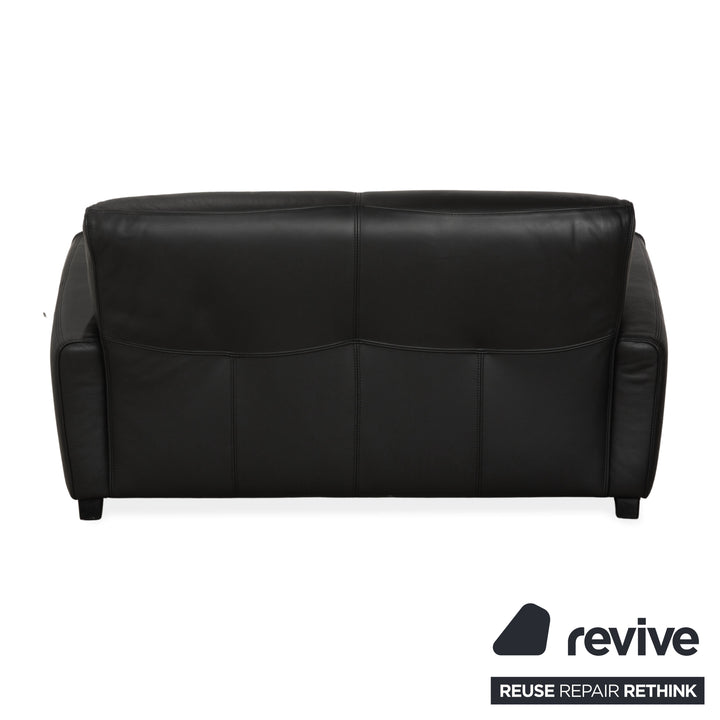 Ewald Schillig Leather Two-Seater Black Sofa Couch