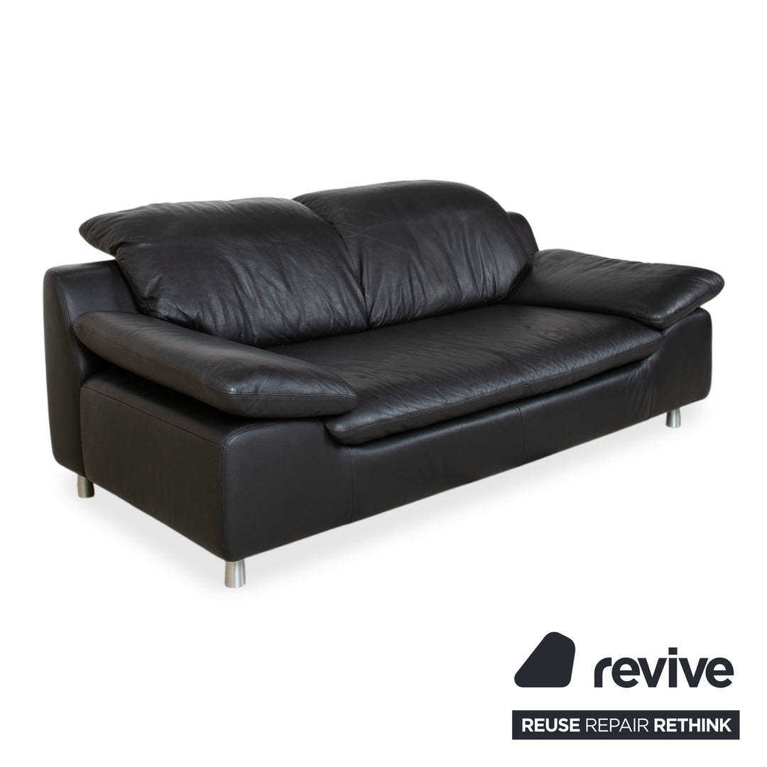 Ewald Schillig Leder Zweisitzer Schwarz Sofa Couch manuelle Funktion