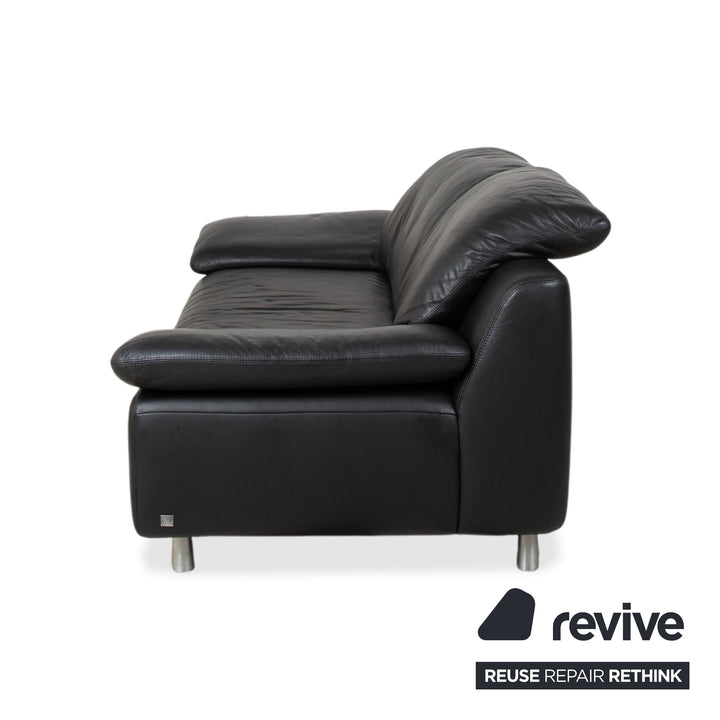 Ewald Schillig Leder Zweisitzer Schwarz Sofa Couch manuelle Funktion