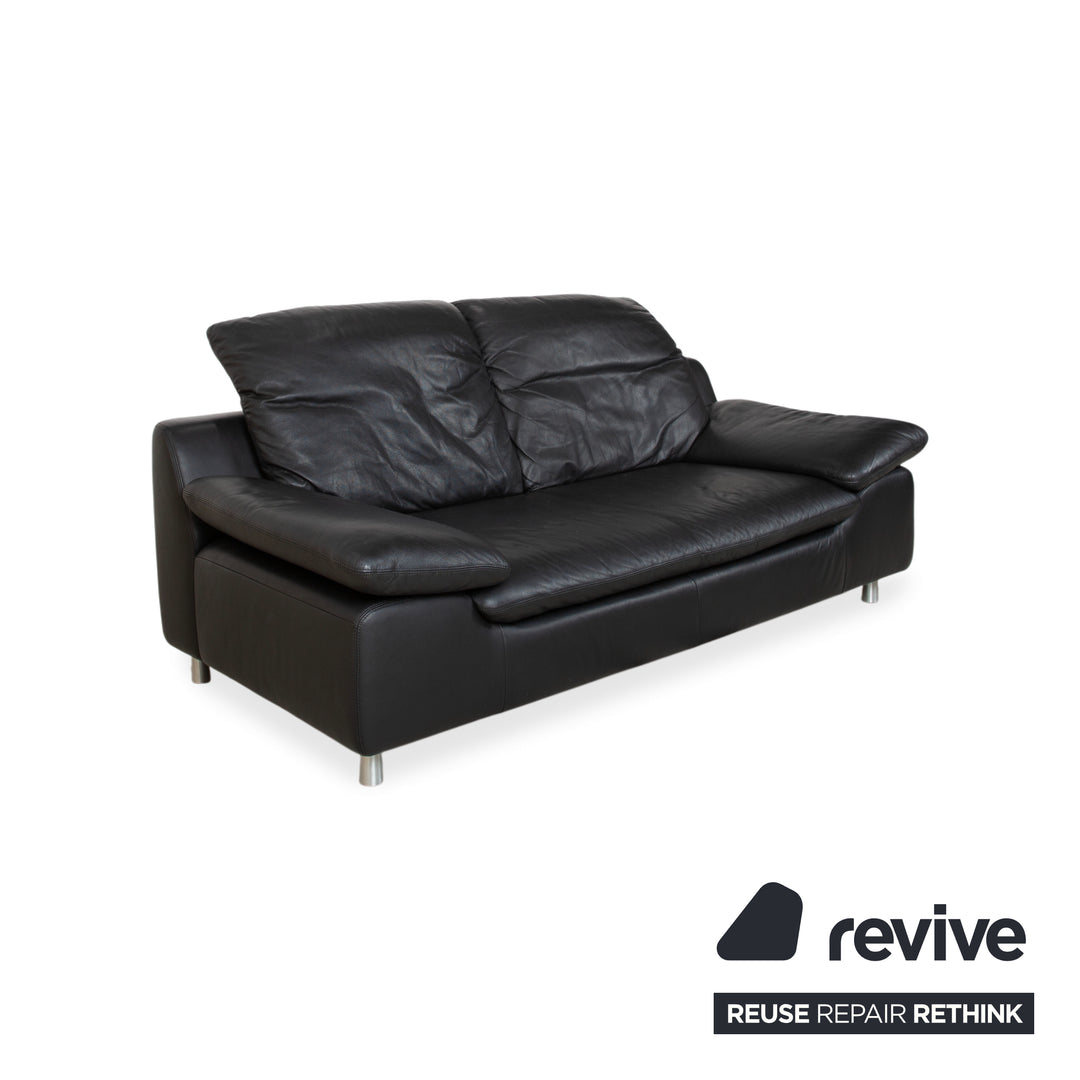 Ewald Schillig Leder Zweisitzer Schwarz Sofa Couch manuelle Funktion