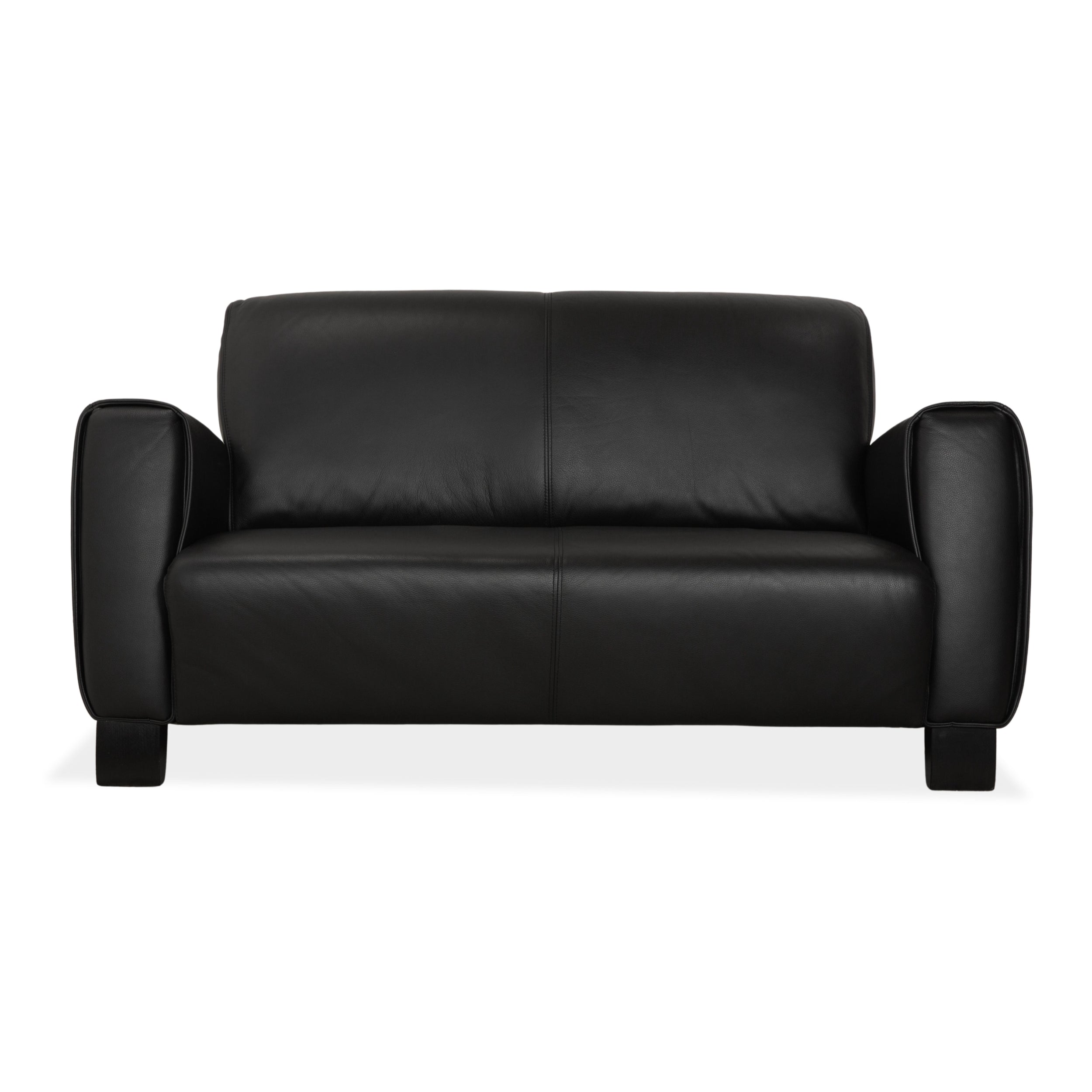 Ewald Schillig Leather Two-Seater Black Sofa Couch
